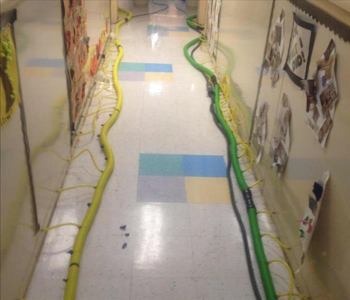 Water Extraction hoses on floor of hallway