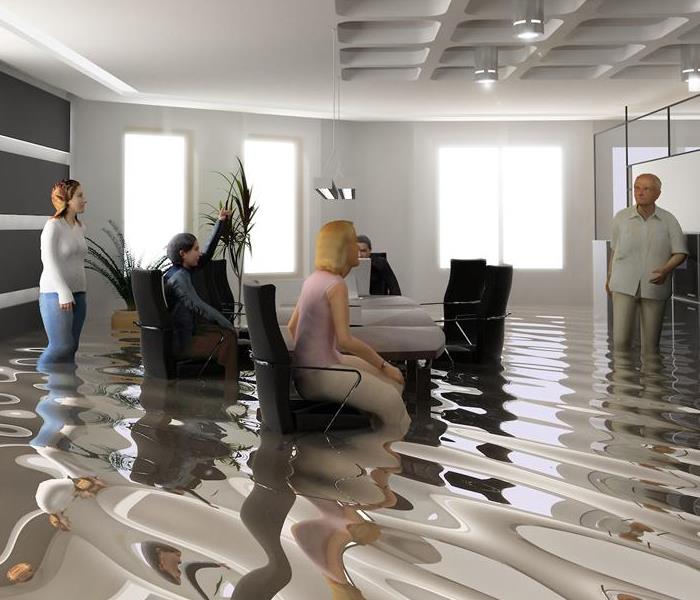 Flooded Office with Dirty Water